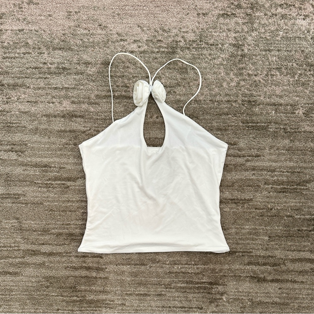 Meshki White Keyhole Tank Top
